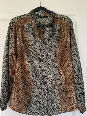 FYLO Leopard Print Blouse in Brown and Cream